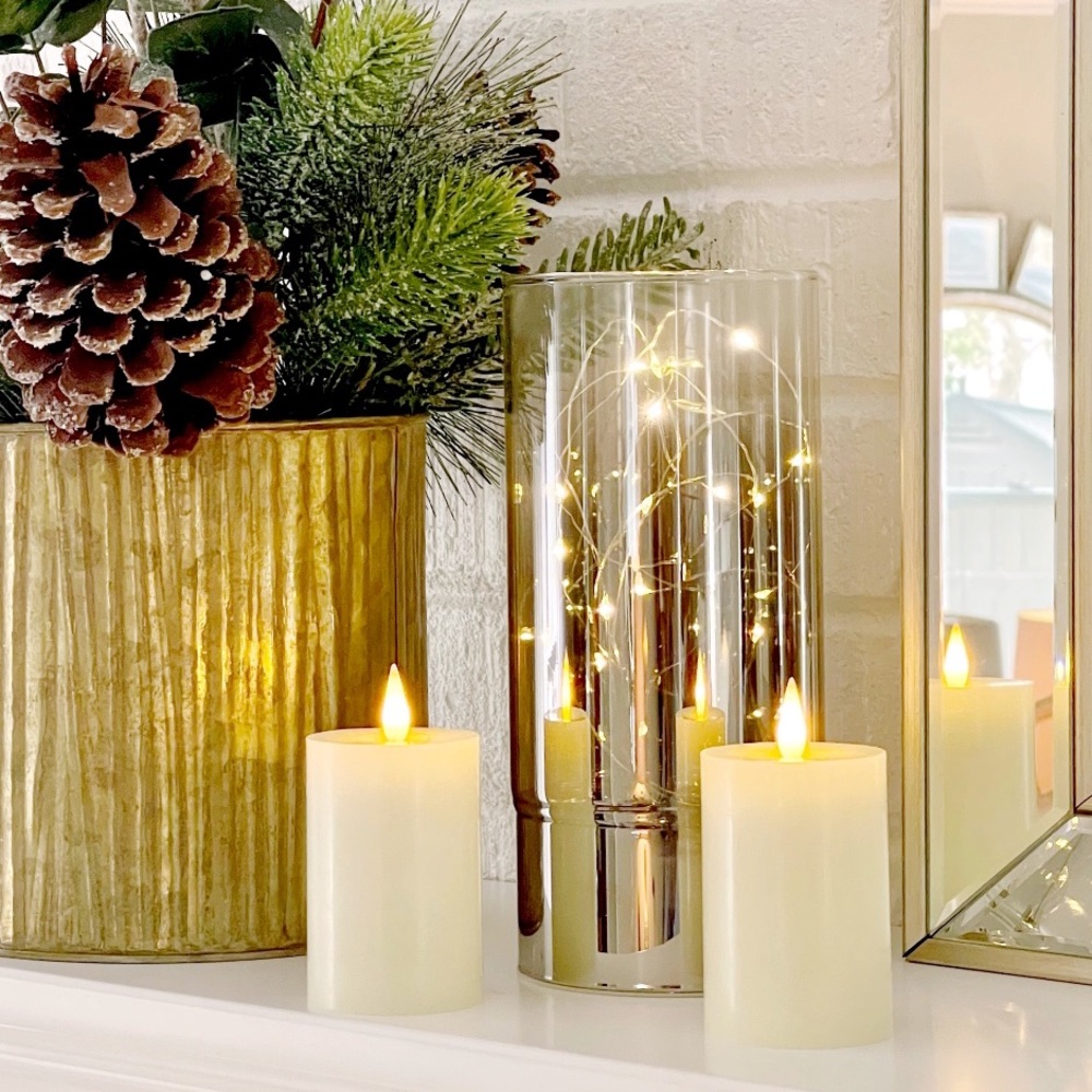 Battery operated candle holder with fairy lights